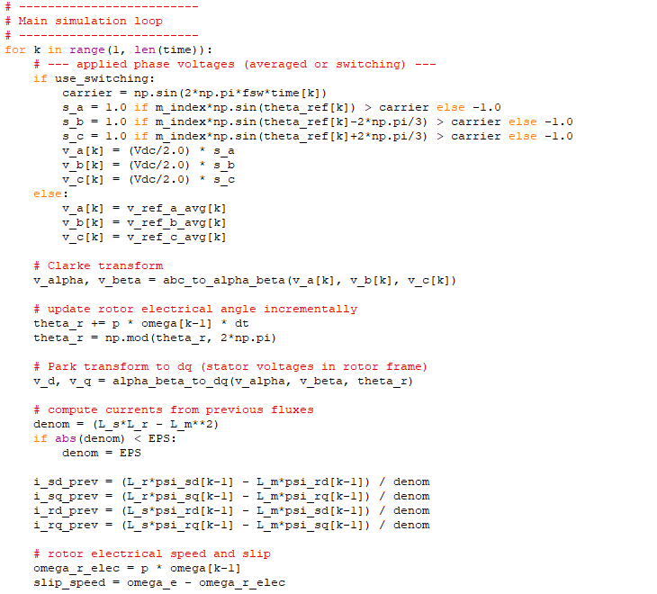 Figure 05: Python code for motor parameters, electrical, mechanical parameters