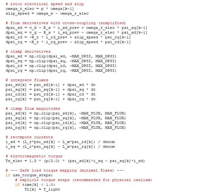 Figure 06: Python code for motor parameters, electrical, mechanical parameters