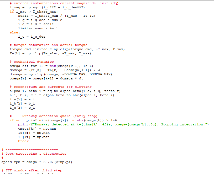 Figure 08: Python code for motor parameters, electrical, mechanical parameters
