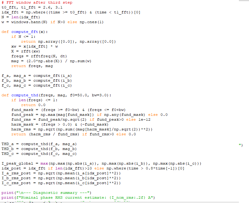 Figure 09: Python code for motor parameters, electrical, mechanical parameters